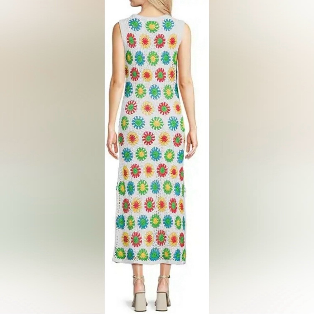 New J.MARIE $280 The Macie Crochet Midi Lined Boho Dress Size S